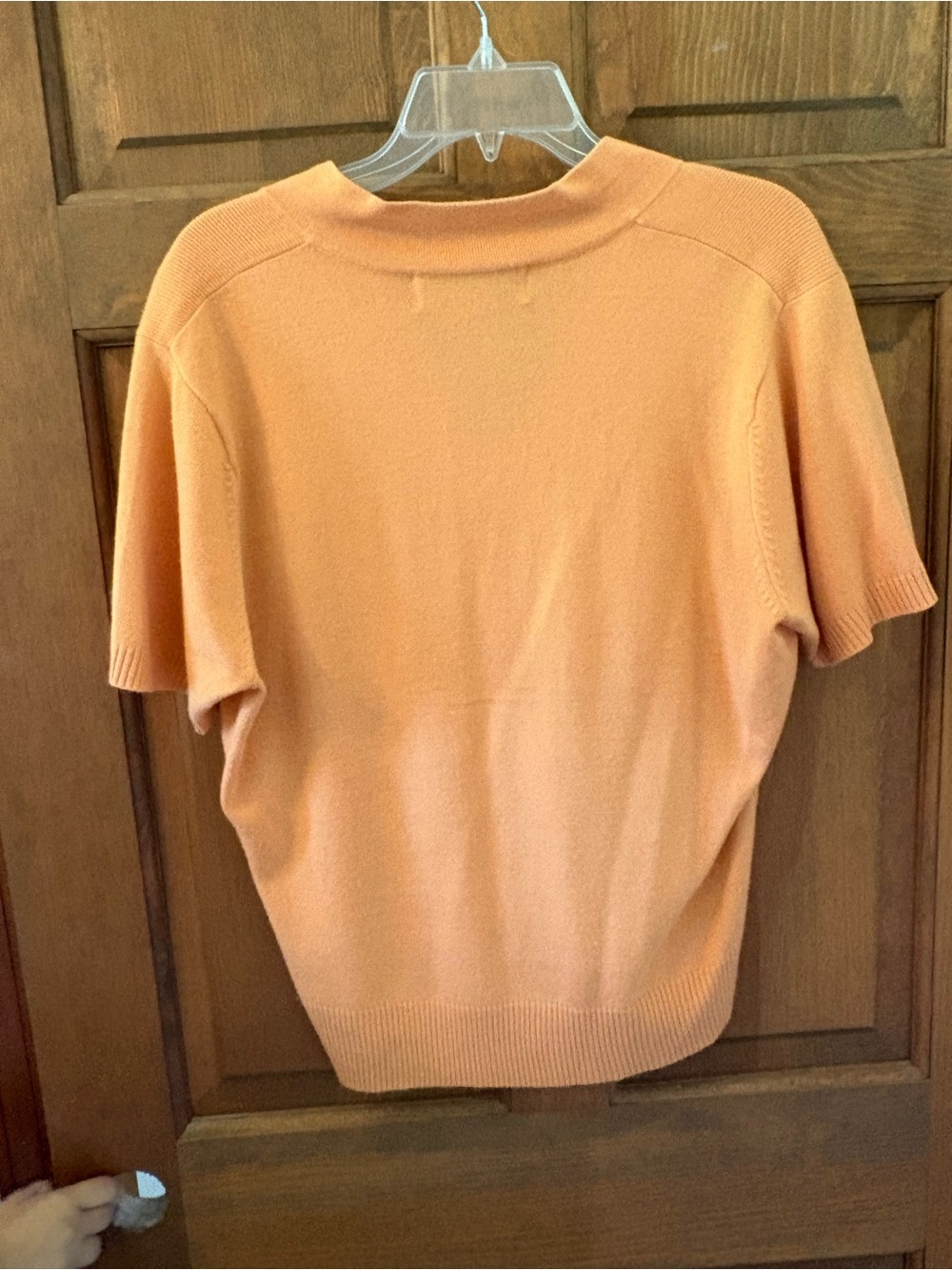 Sag Harbor Peach V-Neck Short Sleeve Knit Top - Picture 2 of 3